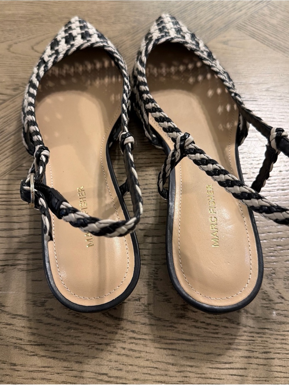 NEW Marc Fisher Kelysa Woven Slingback Pointy Flats in black and white size 11 - Picture 4 of 5